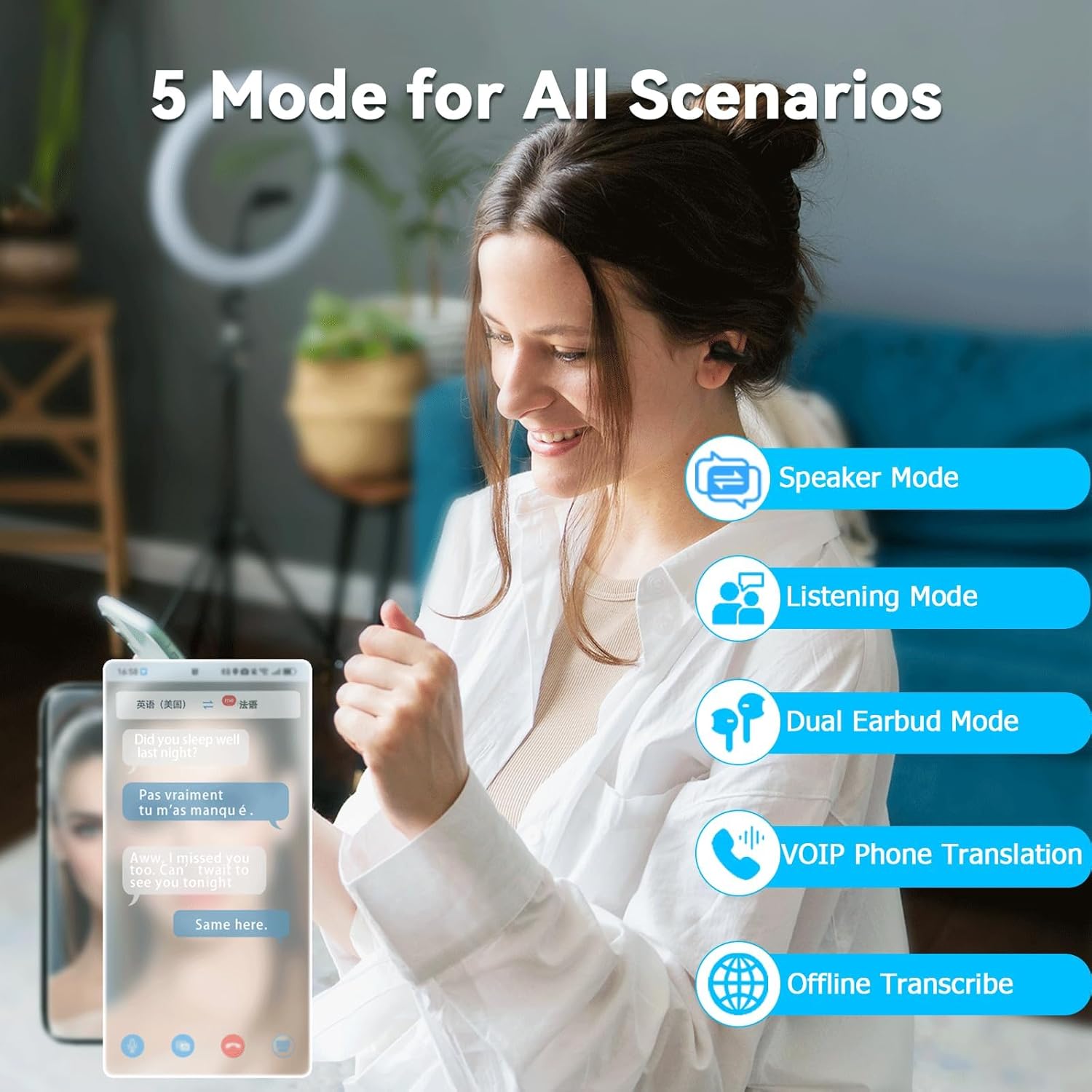 iTour Z50S Real-Time Language Translation Earbuds