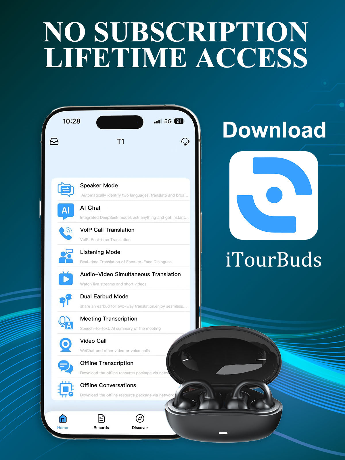 iTour Z50S Real-Time Language Translation Earbuds