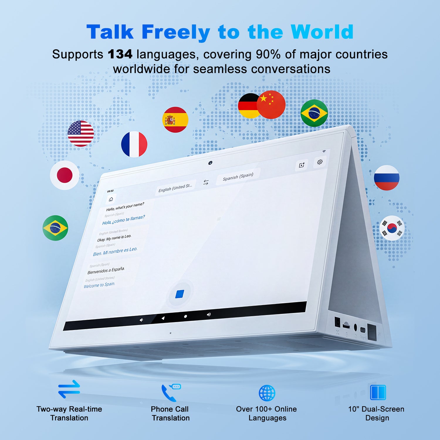 10-Inch Dual-Screen Translation Device for Business & Service Industries