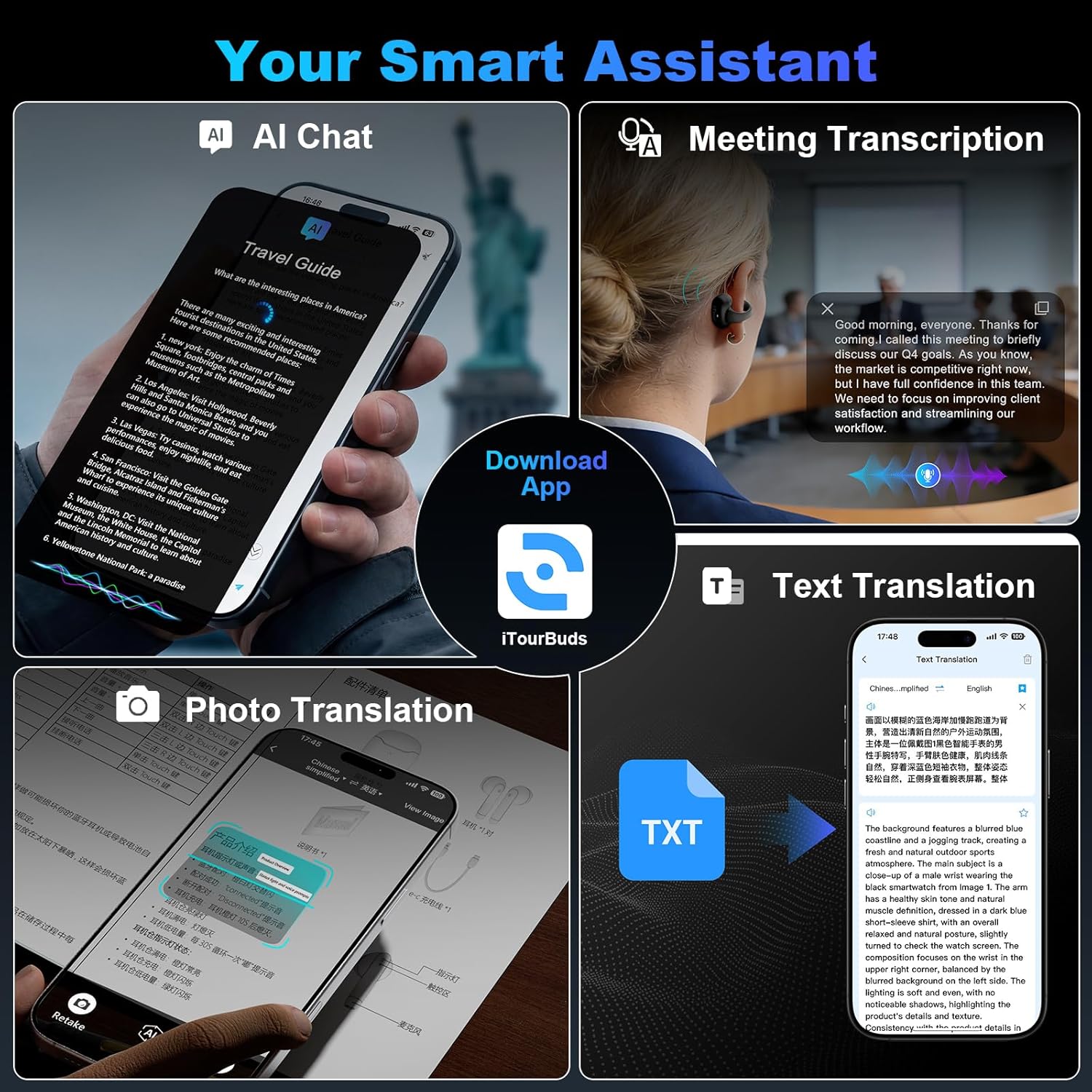 iTour Z50S Real-Time Language Translation Earbuds